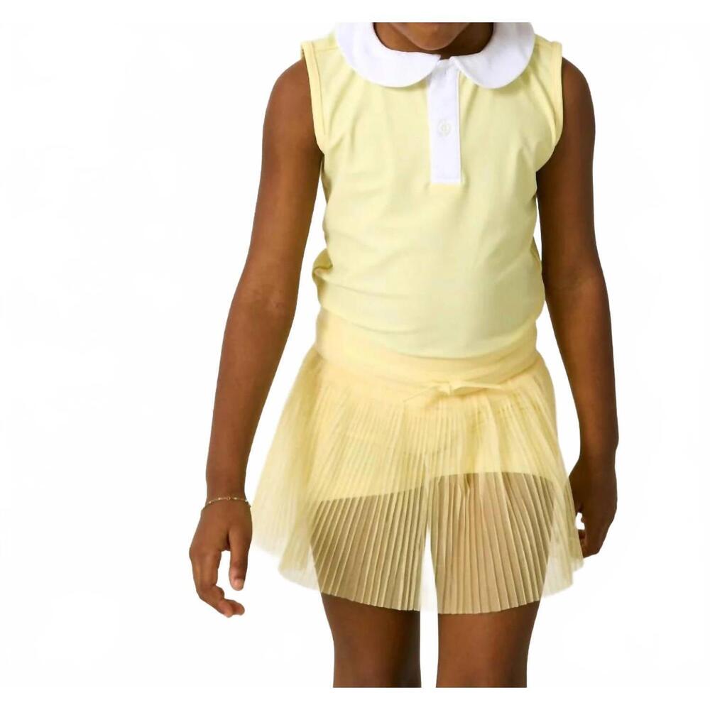 NEW COURTSIDE KIDS girl's girly tank top in lemon & white